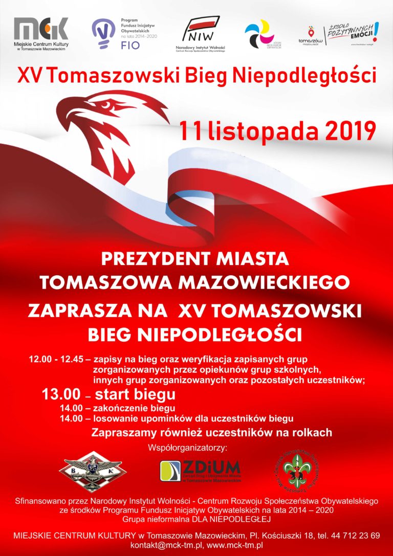 Weź udział w XV Tomaszowskim Biegu Niepodległości