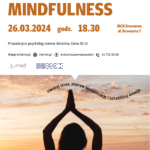 Plakat przedstawiający ofertę warsztatów dla dorosłych pn. "Mindfulness". Więcej informacji w artykule.