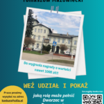 Plakat przedstawia informacje dotyczące konkursu fotograficznego "Stacja Tomaszów Mazowiecki bliżej nas"