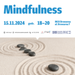 Plakat informuje o warsztatach relaksacyjnych mindfulness.