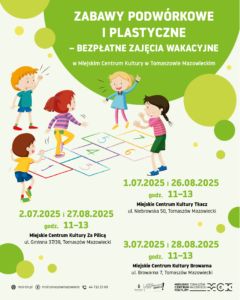 Plakat promujący bezpłatne półkolonie