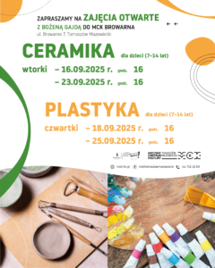Grafika promująca zajęcia otwarte w MCK Browarna